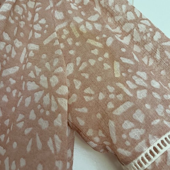 Two by Vince Camuto sheer gauzy pink boho preppy tunic top long sleeve, size XS - Picture 11 of 12